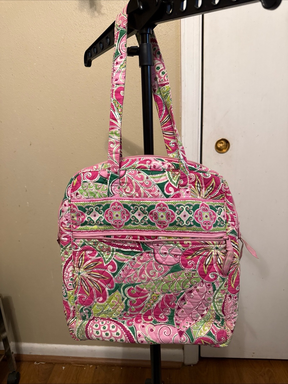 Vera Bradley Pine wheel # 2 Quilted Pink Floral Tote Bag